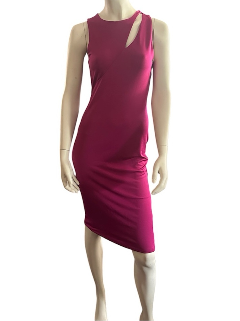 Gaze Cutout Detail Bodycon Dress Fuscia Pink M NWT